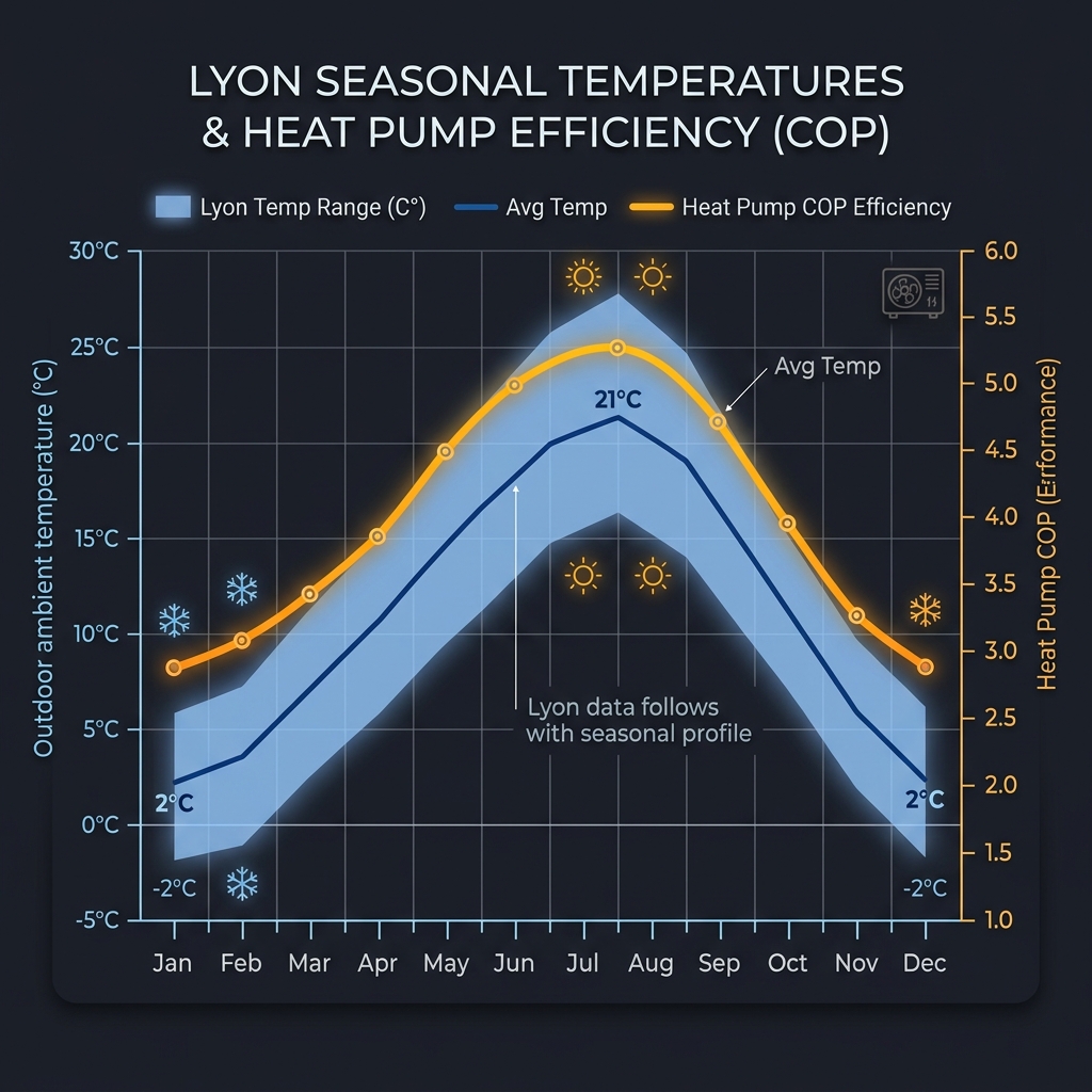 Pompe à chaleur & Climat Lyonnais : Performances par grand froid